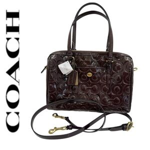 Coach Peyton OP Art Embossed Patent Leather Purple Satchel F26962 NWT $428